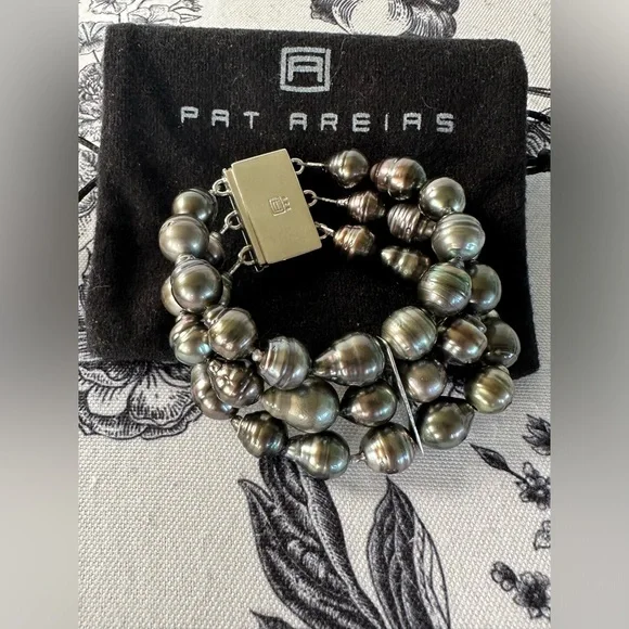 Pat Areias Sterling Silver Multi Strand Pearl Bracelet